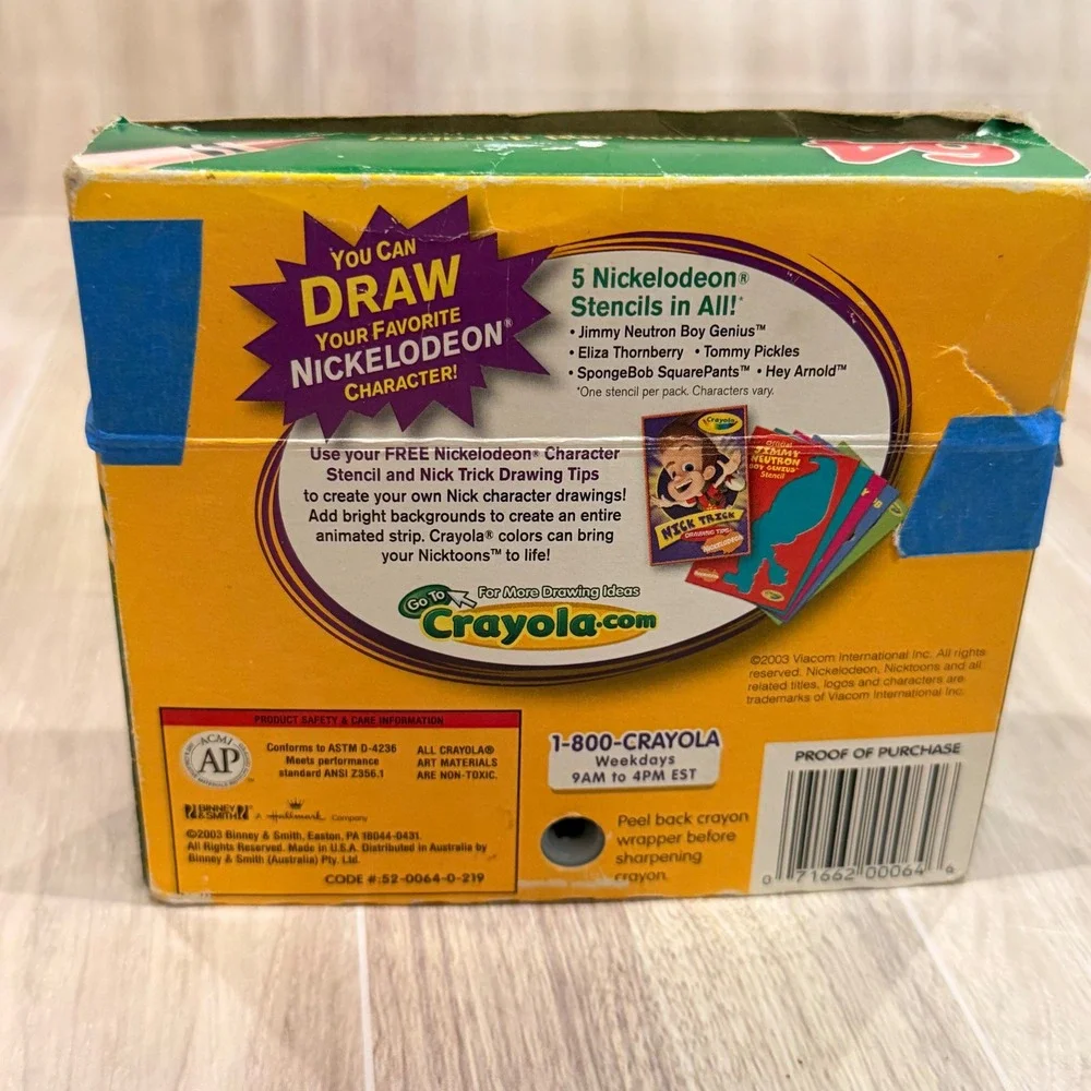 Vintage Crayola 64 Crayon Box w/ Sharpener Nickelodeon‎ Binney & Smith dandelion